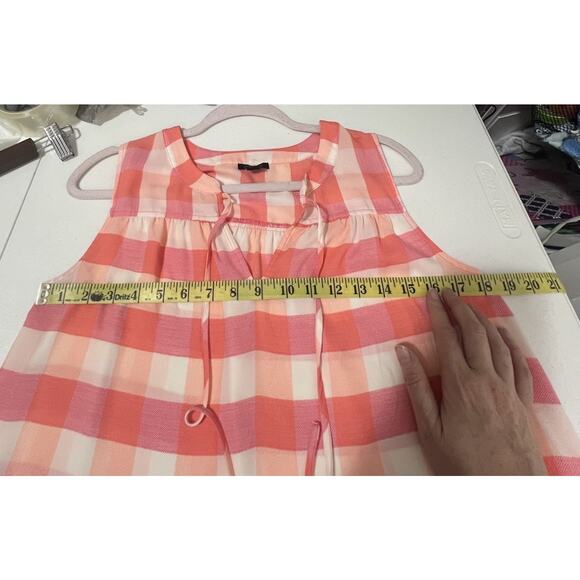 Ann Taylor Factory Woman’s Pink And White Checked Plaid Sleeveless Blouse Small - Picture 6 of 7